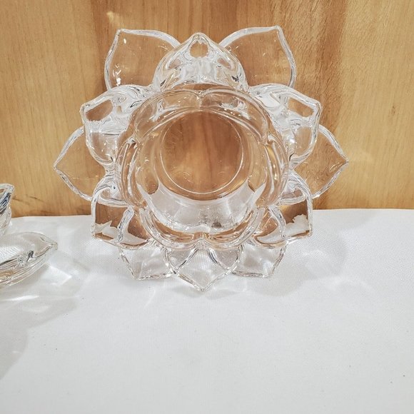 2012 Partylite Lotus Flower Votive Holder set of 2 tealights P91289 floral - Picture 4 of 12